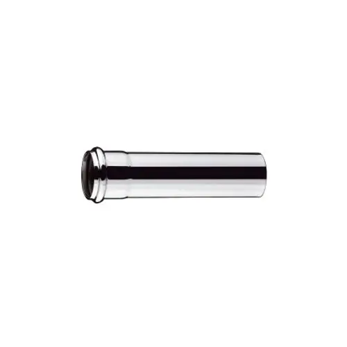 Verlängerungsrohr in glänzendem Chrom, hergestellt von Hansgrohe. Das Rohr hat eine zylindrische Form und geeignete Anschlüsse an beiden Enden.